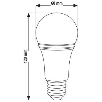 تصویر ابعادی لامپ ال‌ای‌دی LED حبابی 12 وات پارس شهاب
