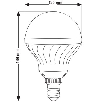 تصویر ابعادی لامپ ال‌ای‌دی LED گرد (کروی) 30 وات پارس شهاب