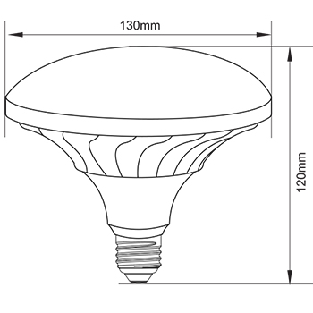 تصویر ابعادی لامپ ال‌ای‌دی LED سفینه‌ای 30 وات پارس شهاب