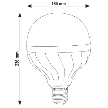 تصویر ابعادی لامپ ال‌ای‌دی LED گرد (کروی) 60 وات پارس شهاب