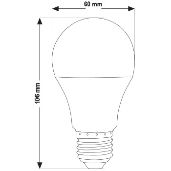 تصویر ابعادی لامپ ال‌ای‌دی LED حبابی 7 وات پارس شهاب
