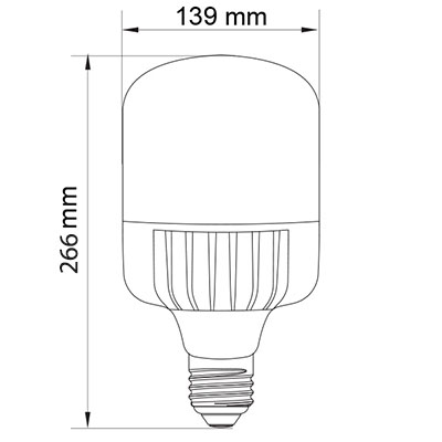 تصویر ابعادی لامپ ال‌ای‌دی LED استوانه‌ای 90 وات پارس شهاب
